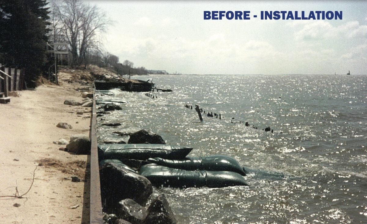 Coastal accretion technology at site two, seen along the nearshore.