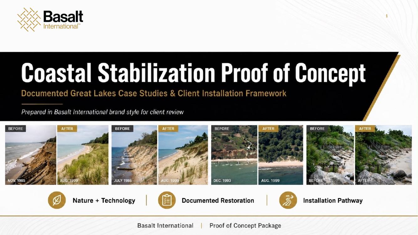 Look book page 1: Coastal Stabilization Proof of Concept